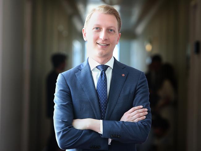 Senator James Paterson at Parliament House in Canberra. Picture: Kym Smith