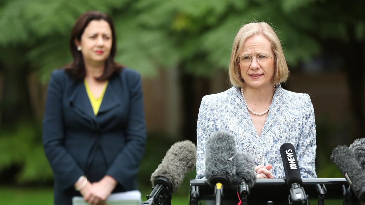 Premier Annastacia Palaszczuk and chief health officer Jeannette Young. Picture: Peter Wallis