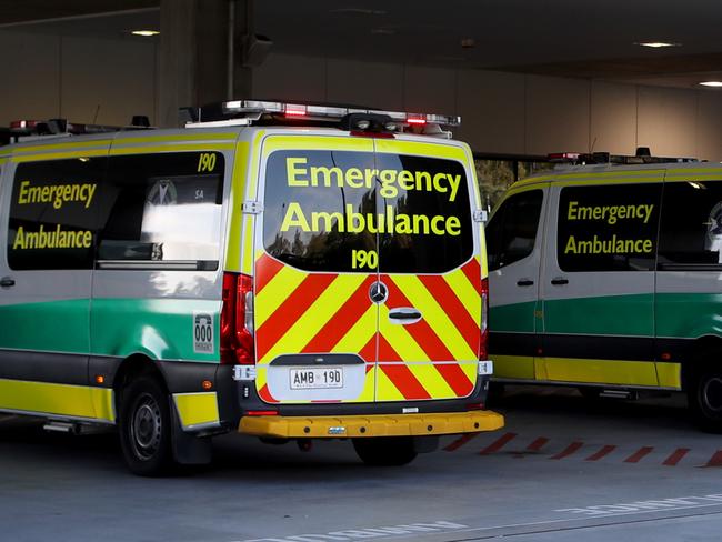 ADELAIDE, AUSTRALIA - NewsWire Photos May 31, 2024: Ambulances parked  at the Royal Adelaide Hospital. Ramping Picture: NewsWire / Kelly Barnes