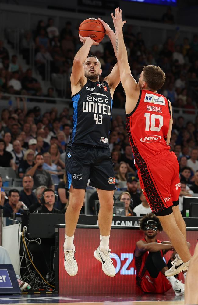 Chris Goulding hit 10 threes on his way to 41 points in Melbourne United’s win. Picture: Getty Images