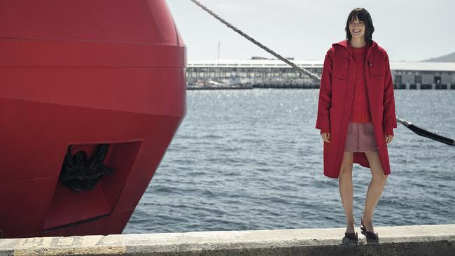 A Country Road fashion shot on the Hobart waterfront.