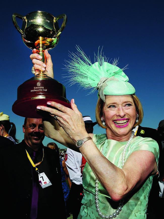 Trainer Gai Waterhouse after winning the 2013 Melbourne Cup. Picture: Colleen Petch