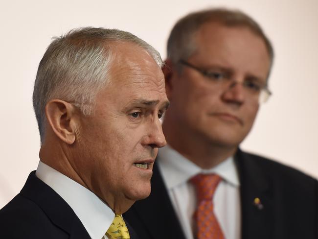 Prime Minister Malcolm Turnbull and Treasurer Scott Morrison. Picture: AAP Image/Dean Lewins.