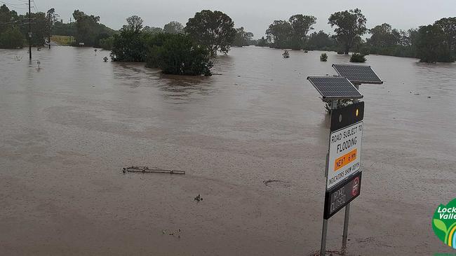 Multiple roads linking the Lockyer Valley Regions including Laidley and Gatton were cut off, with floodwaters as high as 3.2m. Picture: Lockyer Valley Regional Council