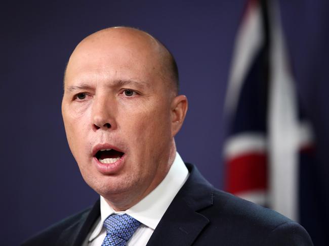 SYDNEY, AUSTRALIA - NOVEMBER 22: Home Affairs Peter Dutton speaks during a press conference on November 22, 2018 in Sydney, Australia. The Federal Government is considering changes to allow Australian-born extremists to be stripped of their citizenship if they are entitled to citizenship in another country. (Photo by Cameron Spencer/Getty Images)