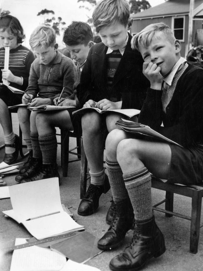 Kilkenny Public School students work outside — 1949.