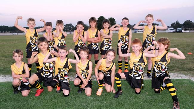 Bannockburn Black under-9 football team pull their funniest faces. Picture: Mark Wilson