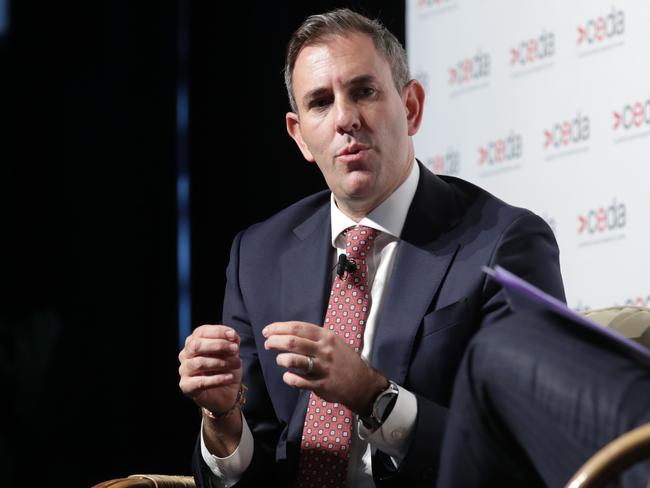 SYDNEY, AUSTRALIA - NCA NewsWire Photos March 14, 2024: Federal Treasurer Jim Chalmers takes to the CEDA stage to provide a comprehensive overview of the government's fiscal strategy and economic roadmap held at the SCG in Sydney.Picture: NCA NewsWire / Christian Gilles