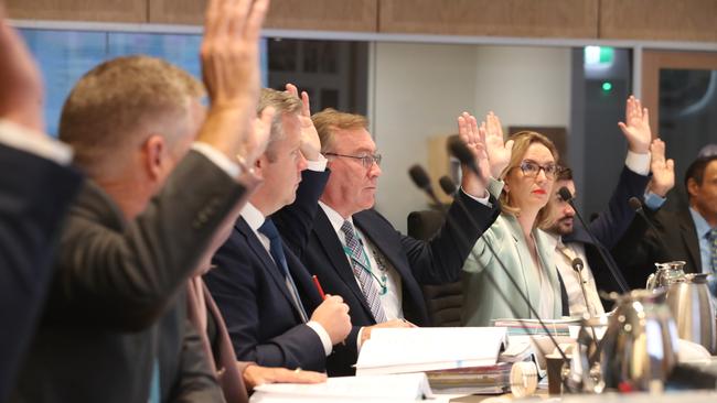 Councillors voting on budget day. Picture: Glenn Hampson.