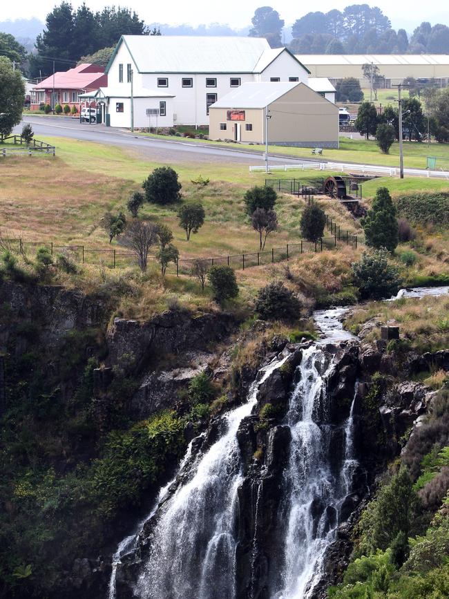 Saturday Magazine Tassie Towns, the West Coast mining town of Waratah the birthplace of Tasmania's mining industry, scenic view of waterfall