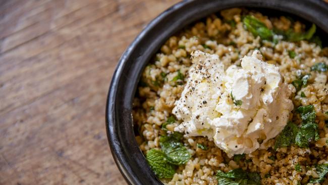 Warm freekeh salad