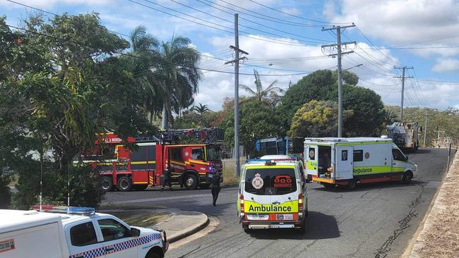 Emergency services attend a fire at an abandoned home at 1 Margaret St in Gladstone on Wednesday, September 25.