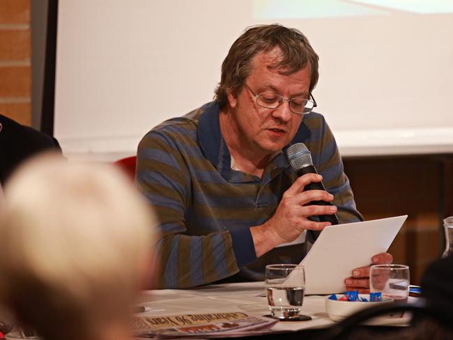 John August speaking at the Ryde Business Forum's Meet the Candidates event.