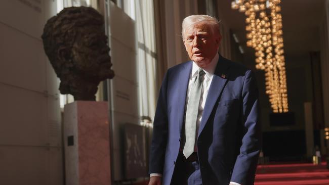 President Donald Trump made the announcement at the John F Kennedy Centre for the Performing Arts in Washington on Monday, March 17, 2025. (Pool via AP)