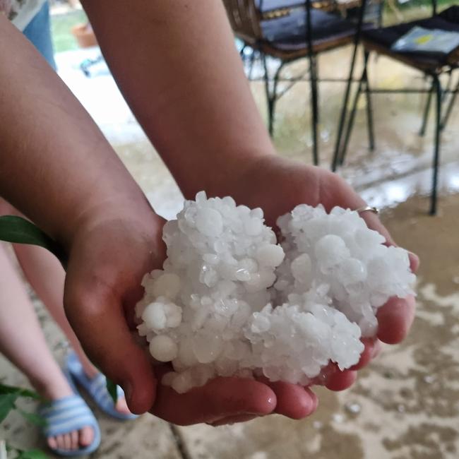 Giant hail smashed the Lockyer Valley region. Picture: Alida Gedri