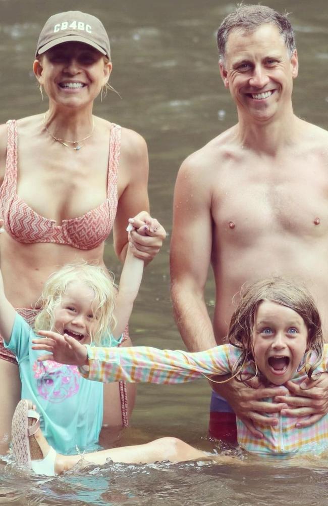 Bickmore on holiday with her partner and children.