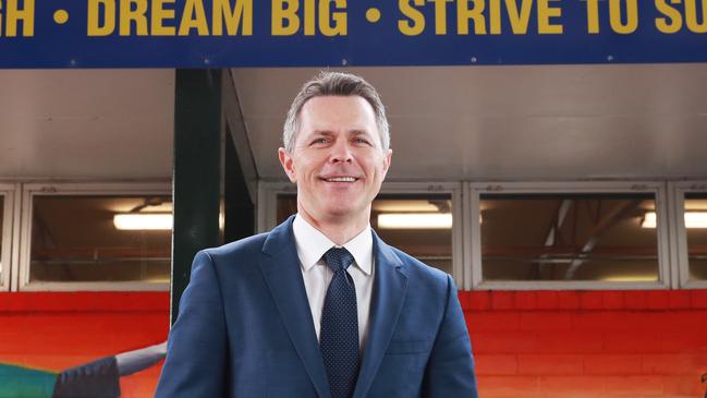 Federal Education Minister Jason Clare visited his old primary school, Cabramatta Public School, after being sworn into the role. Picture: John Feder/The Australian