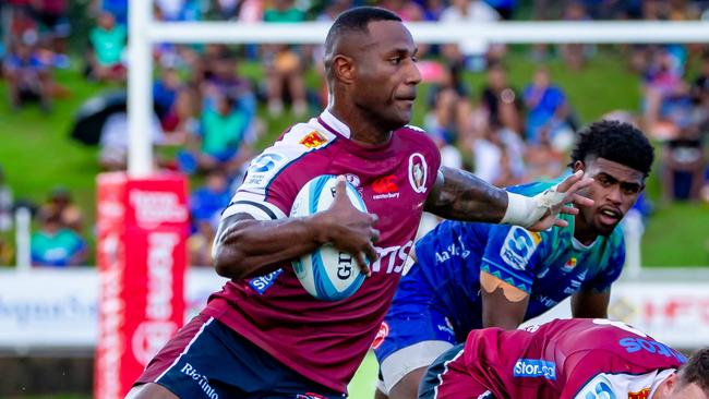 SUVA, FIJI - MAY 18: Suliasi Vunivalu of the Reds with the ball during the round 13 Super Rugby Pacific match between Fijian Drua and Queensland Reds at HFC Stadium, on May 18, 2024, in Suva, Fiji. (Photo by Pita Simpson/Getty Images)