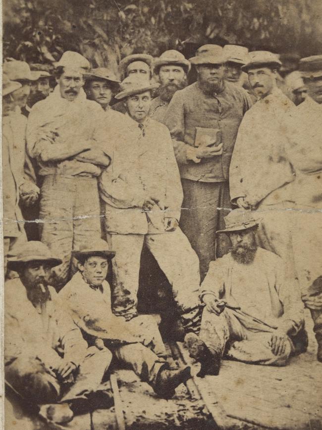 Prince Alfred and party in Ballarat in 1867 wearing mining costumes after descending the Band of Hope Mine. Picture: State Library Victoria.