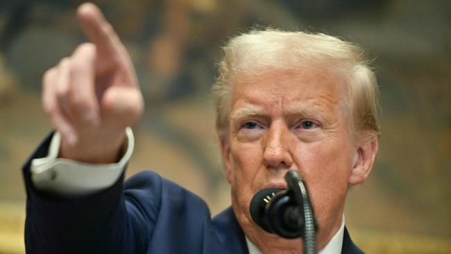 US President Donald Trump speaks in the Roosevelt Room at the White House on January 21, 2025, in Washington, DC. (Photo by Jim WATSON / AFP)