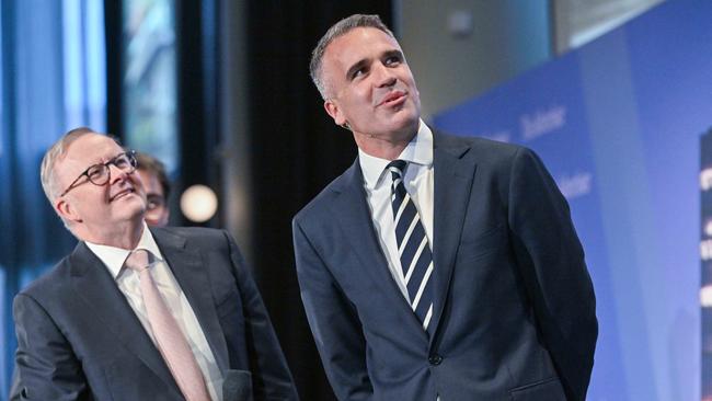 Prime Minister Anthony Albanese and Premier Peter Malinauskas at The Advertiser’s Building a Bigger, Better SA forum at SkyCity Adelaide in March. Picture: Brenton Edwards