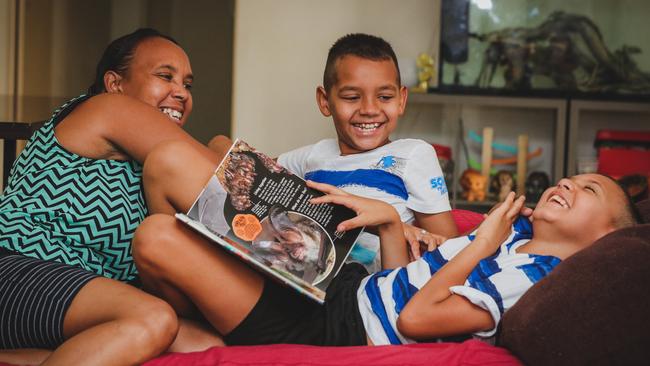 Susan with two of her sons Edward 9 and Jackson 11 (R) Picture GLENN CAMPBELL