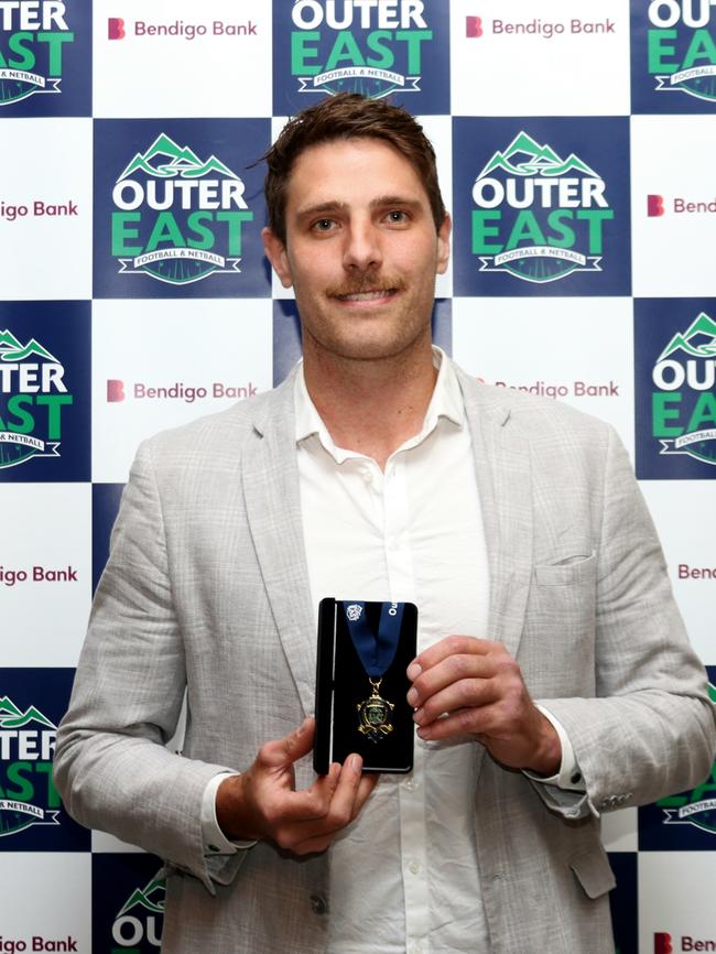 Ben Wratten with his fourth Jim Wandin Medal. Picture: BH Photography