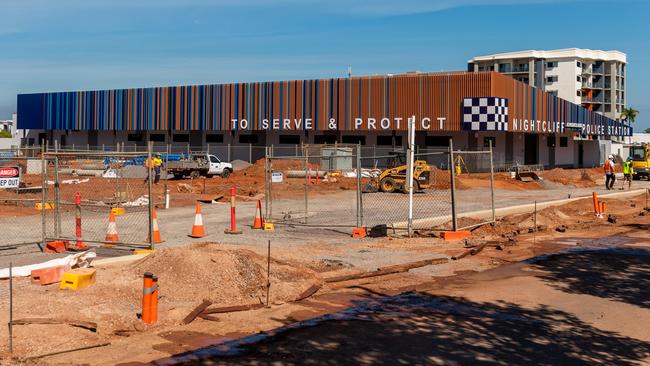 Roadworks continue outside of the as-yet-to-open Nightcliff Police Station. Picture: Che Chorley