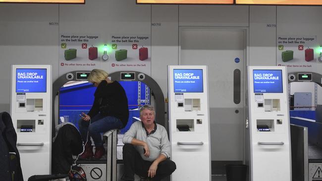 Passengers stranded at Gatwick Airport during the chaos. Picture: AP 