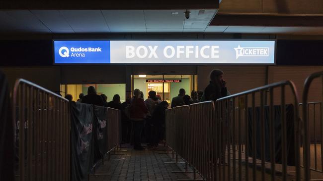 Some fans had already arrived at Qudos Bank Arena when Monday’s show was cancelled. Picture: AAP