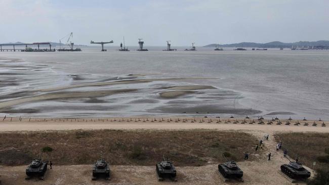 Tank traps on one of Taiwan's Kinmen islands, which lie just 3.2km from mainland China. Picture: AFP