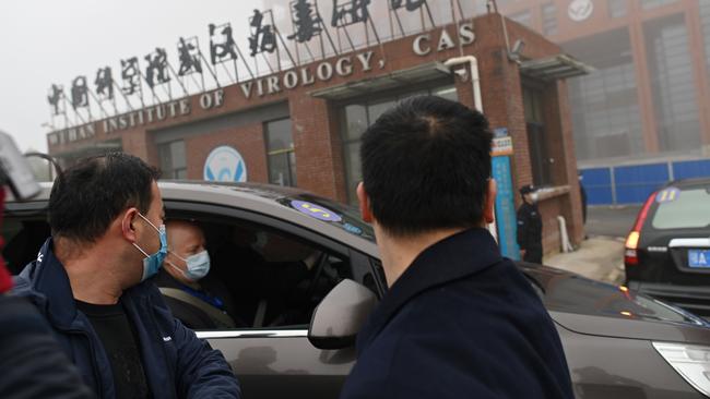 Members of the World Health Organization team investigating the origins of Covid-19 at the Wuhan Institute of Virology. Picture: AFP