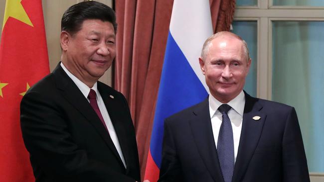 China's President Xi Jinping and Russia's President Vladimir Putin. Moscow and Beijing are united by a desire to end the US-led world order. Picture: AFP