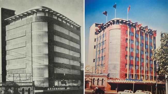 The proposed site at 52-58 William St, Woolloomooloo in 1941 (left) and the early 1950s (right). Picture: “The House that Glass Built” Building Magazine August 21 1941 / Urbis