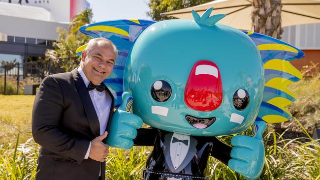 Tom Tate with Gold Coast Commonwealth Games mascot Borobi