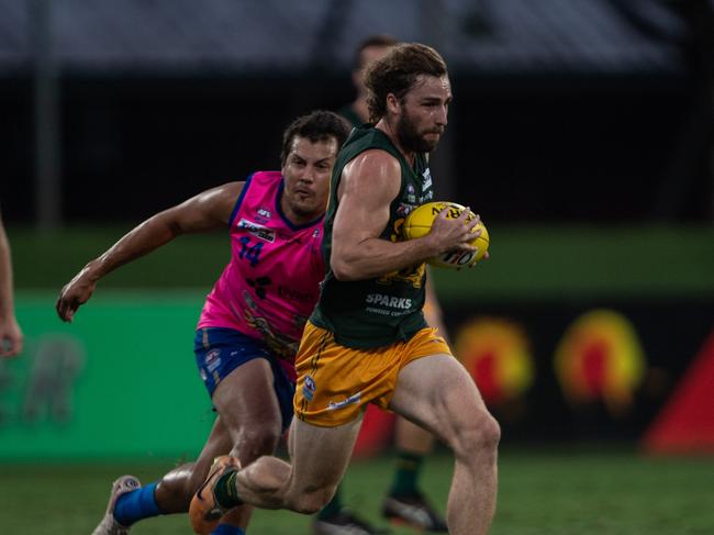 Dylan Landt as St Mary's clashed with Wanderers in Round 14 of the 2023-24 NTFL season. Picture: Pema Tamang Pakhrin