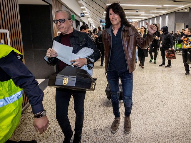 Tommy Thayer upon arrival at Melbourne Airport to begin the Australian leg of the End of the Road Tour. Picture: Jake Nowakowski