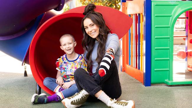 Amy Shark visits Ronald McDonald House. Shark met seven-year-old Oliver Jepson who is currently undergoing treatment for a brain tumour. McHappy Day fundraising commenced today. Picture: Scott Ehler