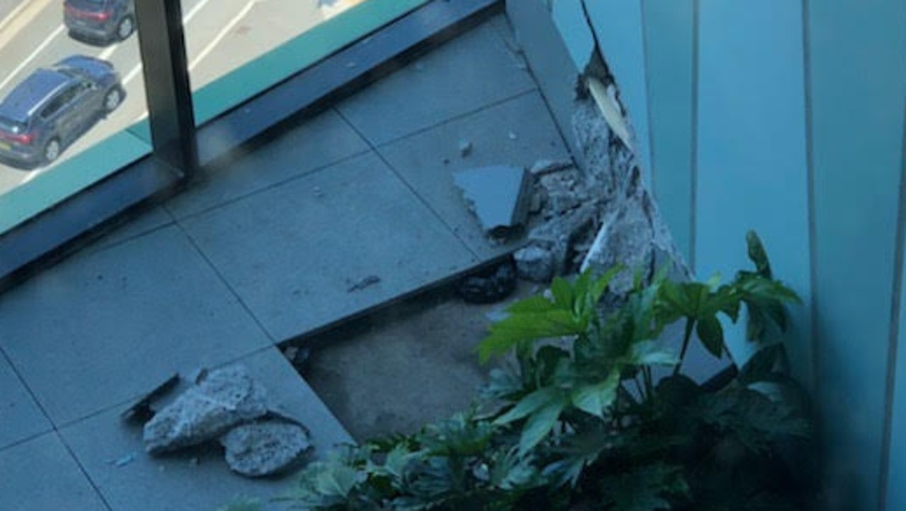 Cracks appeared in panels near the apartment’s “sky gardens”. Picture: Supplied