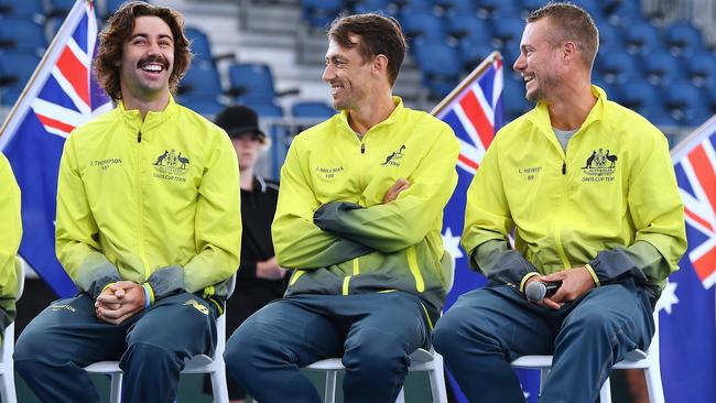 Jordan Thompson (left) has withdrawn from the Australian Davis Cup team as he recovers from Covid. Picture: Mark Brake/Getty Images