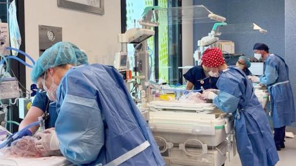 The identical triplet sisters were born at the Royal Hobart Hospital. Picture: Supplied/Keely Walsh