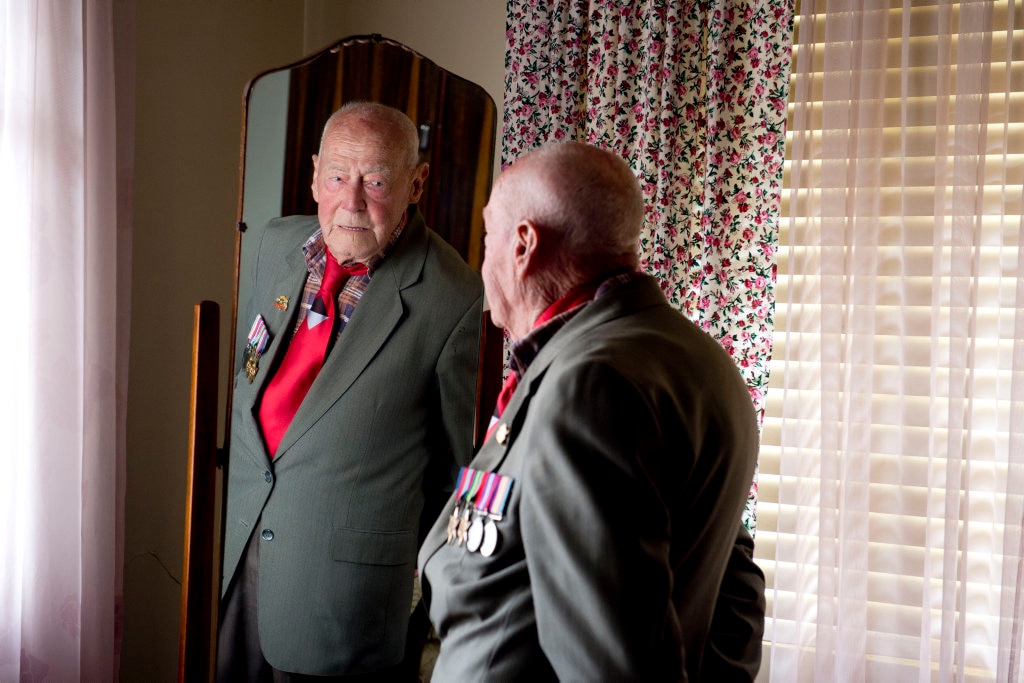 Bert Miles , Milne Bay battle veteran will attend Anzac Day . Photo Nev Madsen / The Chronicle. Picture: Nev Madsen