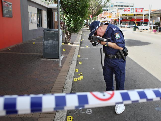 The popular late night district of Beaumont St, Hamilton, is not unfamiliar with the presence of forensic police in the morning, pictured here after a man was coward punched and died in 2013.