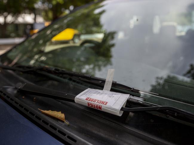 GENERIC IMAGE OF A PARKING TICKET IN THE DARWIN CBD. Picture: Floss Adams.