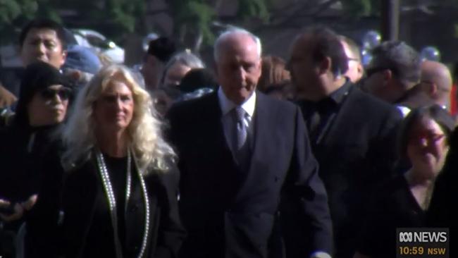 Paul Keating arrives at the memorial service for Bob Hawke.