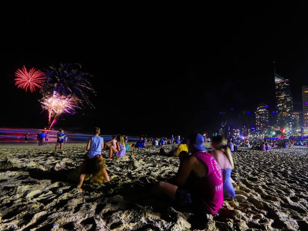 New Year’s Eve — Day 2019. New Year’s Eve fireworks at Surfers Paradise on the Gold Coast. Picture: NIGEL HALLETT