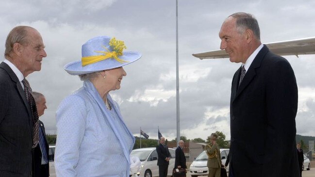 Duke of Edinburgh Prince Philip, Queen Elizabeth II, and former deputy Prime Minister and Wide Bay MP Warren Truss at Canberra in 2006. Mr Truss said it was speculated he would be the last national cabinet member to farewell the Queen, but her reign continued for almost two decades more.