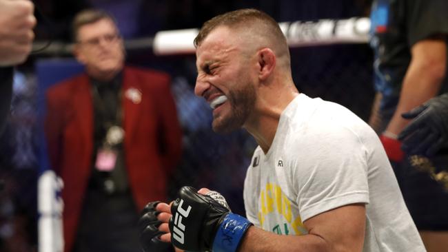 Alex Volkanovski defended the belt he won off Max Holloway. Picture: Steve Marcus/Getty/AFP