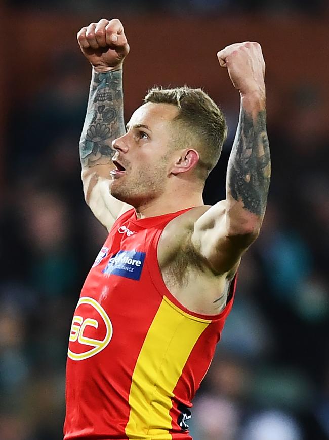 Brandon Ellis celebrates a goal. Picture: Mark Brake/Getty Images