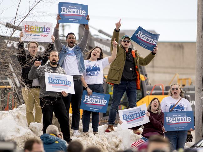 Democratic presidential candidate Bernie Sanders supporters in Cedar Rapids, Iowa. Picture: Andrew Harnik